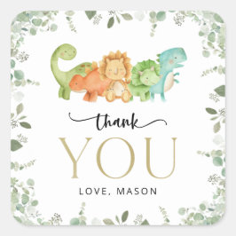 キュート恐竜、Tレックス、ジュラシック、ファースト誕生日 スクエアシール