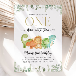 キュート恐竜、Tレックス、ジュラシック、ファースト誕生日 招待状