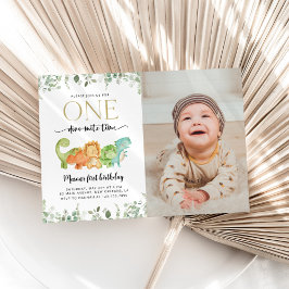 キュート恐竜、Tレックス、ジュラシック、ファースト誕生日 招待状