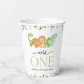 キュート恐竜、Tレックス、ジュラシック、ファースト誕生日 紙コップ (裏面)