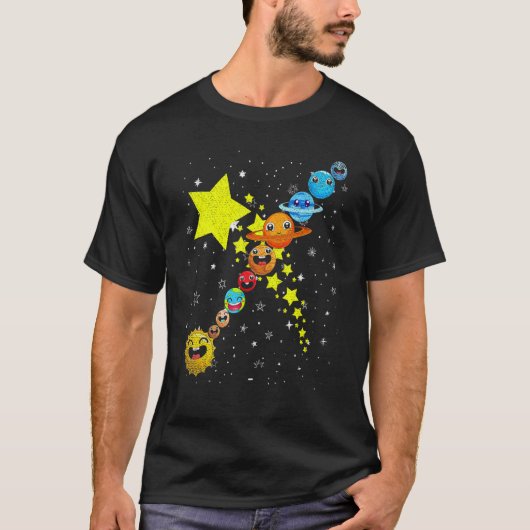 キュート惑星天文学科学宇宙トラベルアストロ Tシャツ (正面)