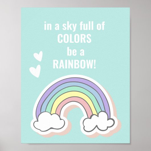 キュート感動的レインボー引用文 – キッズベッドルーム ポスター (正面)