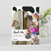 キュート感謝していフローラモー牛誕生日 サンキューカード (スタンド正面)