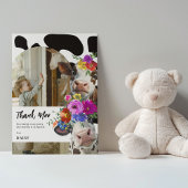 キュート感謝していフローラモー牛誕生日 サンキューカード