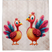 キュート感謝祭七面鳥シャワーカーテン シャワーカーテン (正面)