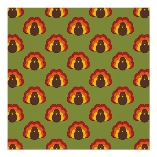 キュート感謝祭秋七面鳥パターン ポスター (正面)