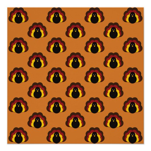 キュート感謝祭秋七面鳥パターン ポスター (正面)