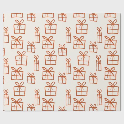 キュート手描きクリスマスギフトパッケージパターン ラッピングペーパー (フラット)