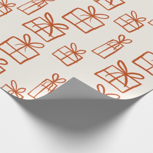 キュート手描きクリスマスギフトパッケージパターン ラッピングペーパー (角)
