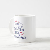 キュート投票で世界のおばあちゃん最高のフォトブルーホワイト コーヒーマグカップ (正面左)