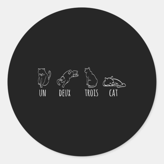 キュート抽象芸術ウンドゥトロワキャットフランスの子猫 ラウンドシール (正面)