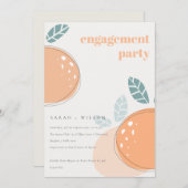 キュート抽象芸術オレンジフルーティはっきりした婚約 招待状 (正面/裏面)