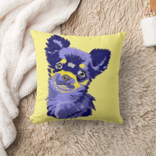 キュート抽象芸術ブルーチワワ装飾用クッション クッション (ブランケット)