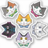 キュート数々のな6色の猫顔キスカットシート シール (正面)