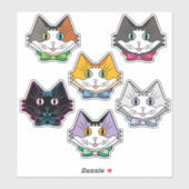 キュート数々のカラー6色の猫顔キスカットシート シール (シート)