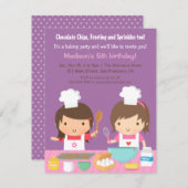 キュート料理ベーキングバースデーパーティ招待状 招待状 (正面/裏面)