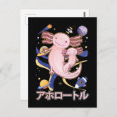キュート日本のアクソロトルファミリー銀河系アニメ ポストカード (正面/裏面)