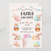 キュート春ブンニースイースター招待状 招待状 (正面/裏面)
