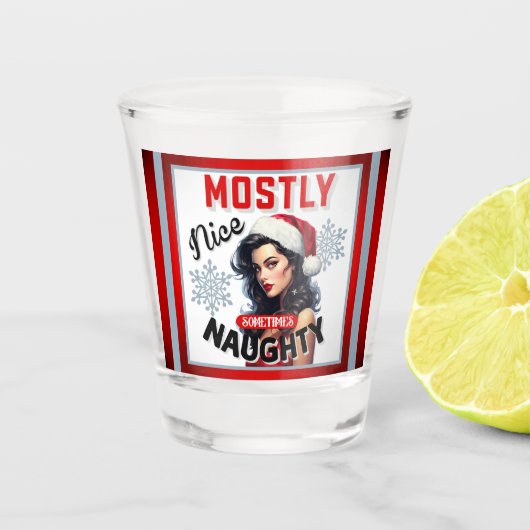 キュート時々いけなレトロクリスマスピンナップ ショットグラス (正面)