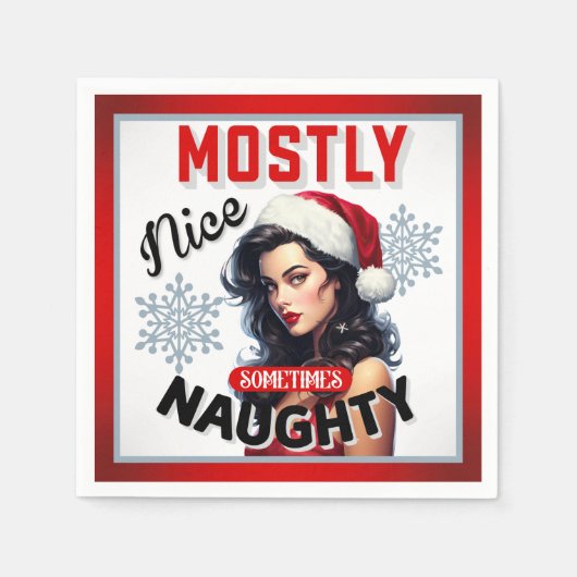 キュート時々いけなレトロクリスマスピンナップ スタンダードカクテルナプキン (正面)