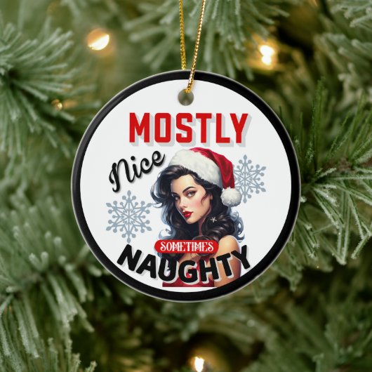 キュート時々いけなレトロクリスマスピンナップ セラミックオーナメント (ツリー)