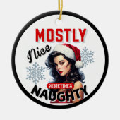 キュート時々いけなレトロクリスマスピンナップ セラミックオーナメント (正面)