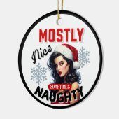 キュート時々いけなレトロクリスマスピンナップ セラミックオーナメント (左)