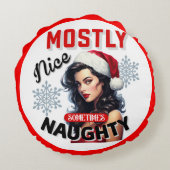 キュート時々いけなレトロクリスマスピンナップ ラウンドクッション (裏面)