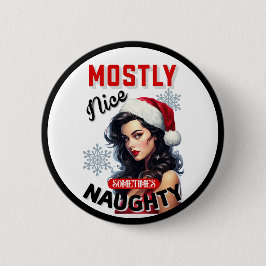 キュート時々いけなレトロクリスマスピンナップ 缶バッジ