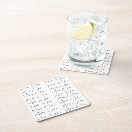 キュート書道クリエイティブトレンディー名前をカスタムする スクエアペーパーコースター (インサイチュ)