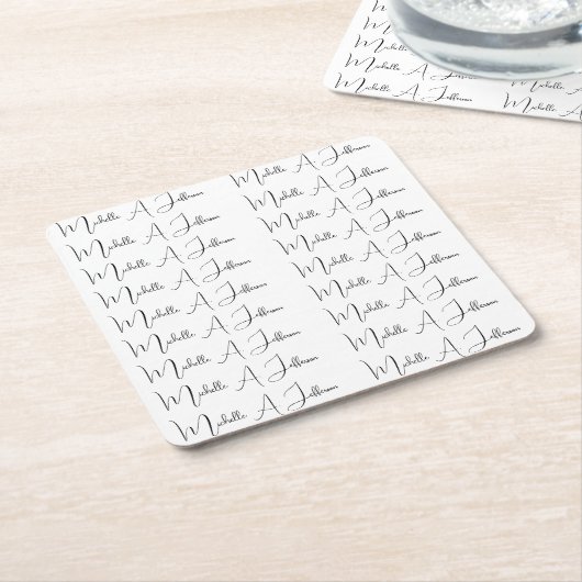 キュート書道クリエイティブトレンディー名前をカスタムする スクエアペーパーコースター (アングル)