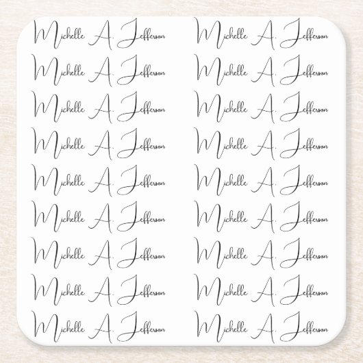 キュート書道クリエイティブトレンディー名前をカスタムする スクエアペーパーコースター (正面)