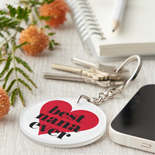 キュート最高のナナエバー赤いハートアクリルキーチェーン キーホルダー (正面右)