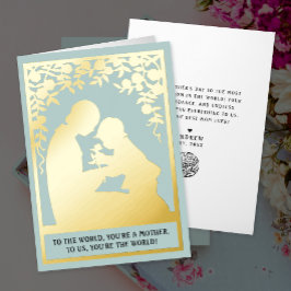 キュート最高のヴィンテージママエバーボーパステルブルーフローラ 箔シーズンカード