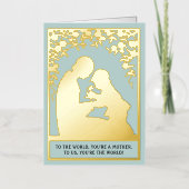 キュート最高のヴィンテージママエバーボーパステルブルーフローラ 箔シーズンカード (正面)