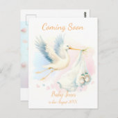 キュート来ストーク近日発表招待状 ポストカード (正面/裏面)