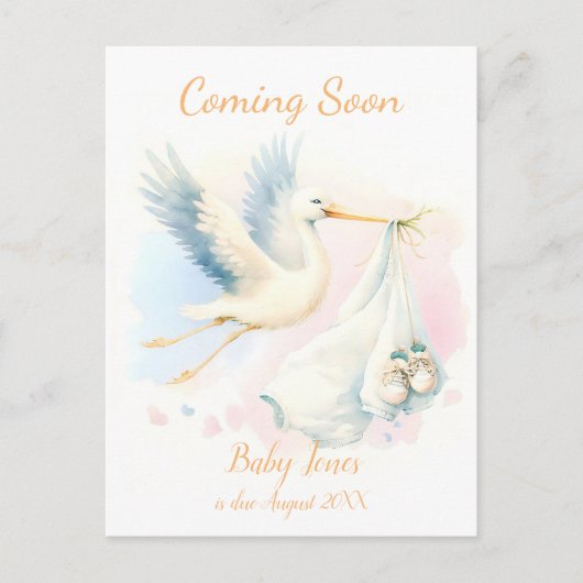 キュート来ストーク近日発表招待状 ポストカード (正面)