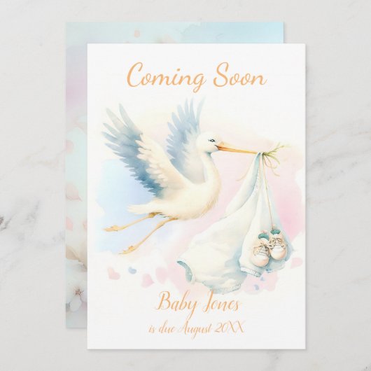 キュート来ストーク近日発表招待状 招待状 (正面/裏面)