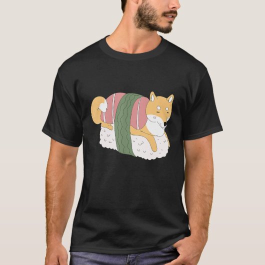 キュート柴犬寿司シャツ土影独語ミーム Tシャツ (正面)
