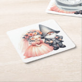 キュート格言ウッドランドガーデンオレン結婚ジーズ スクエアペーパーコースター (アングル)