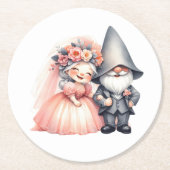 キュート格言ウッドランドガーデンオレン結婚ジーズ ラウンドペーパーコースター (正面)