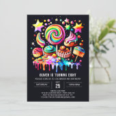 キュート棒つきキャンデーワンダーランド誕生日 招待状 (スタンド正面)