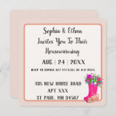 キュート植物学モダンミニマル引っ越し祝いパーティー 招待状 (正面/裏面)