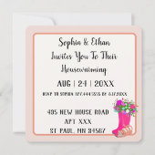 キュート植物学モダンミニマル引っ越し祝いパーティー 招待状 (正面)