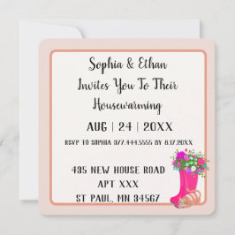 キュート植物学モダンミニマル引っ越し祝いパーティー 招待状