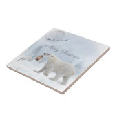 キュート極熊の北極キツネサンタウィンタークリスマス タイル (側面)