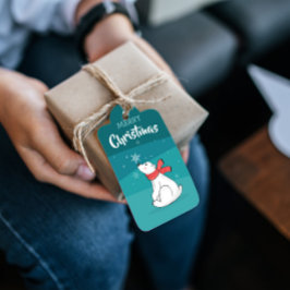 キュート極熊グリーンクリスマスギフトタグ ギフトタグ