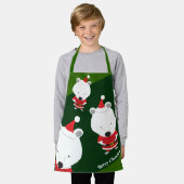 キュート極熊サンタグリーンメリークリスマス エプロン (着用した状態)