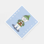 キュート極熊ブルークリスマスペーパーナプキン スタンダードランチョンナプキン (角)