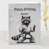 キュート武術アーツラクーンカスタム誕生日 カード (黄色い花)